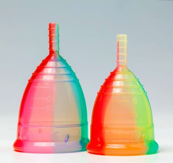 yuuki rainbow lines menstrual cup closeup
